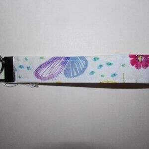 White Butterfly Wristlet Strap Keychain #15112026